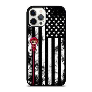 Vintage Distressed American Flag Lacrosse Stick USA iPhone Case